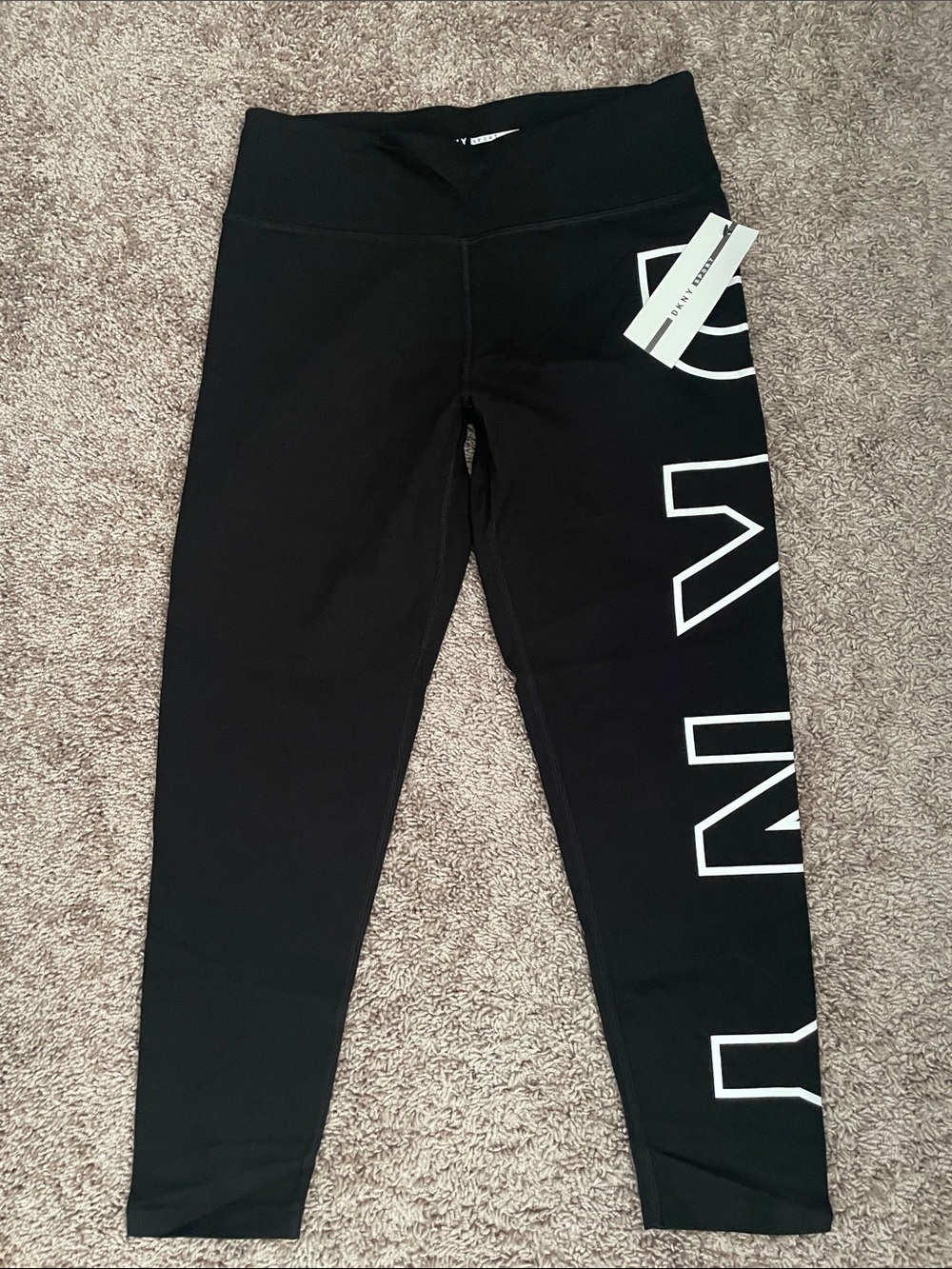 Dkny Black Leggings with White Side Logo